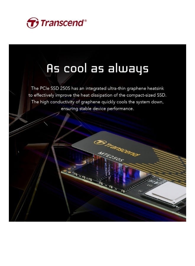 Transcend PCIe SSD 250S M.2 2280 | 2TB Internal Gaming SSD Gen4 x4 | 7,100/6,500 MB/s|NVMe Solid State Drive for PS5 Xbox Laptop Desktop | TS2TMTE250S 2 TB - Image 4