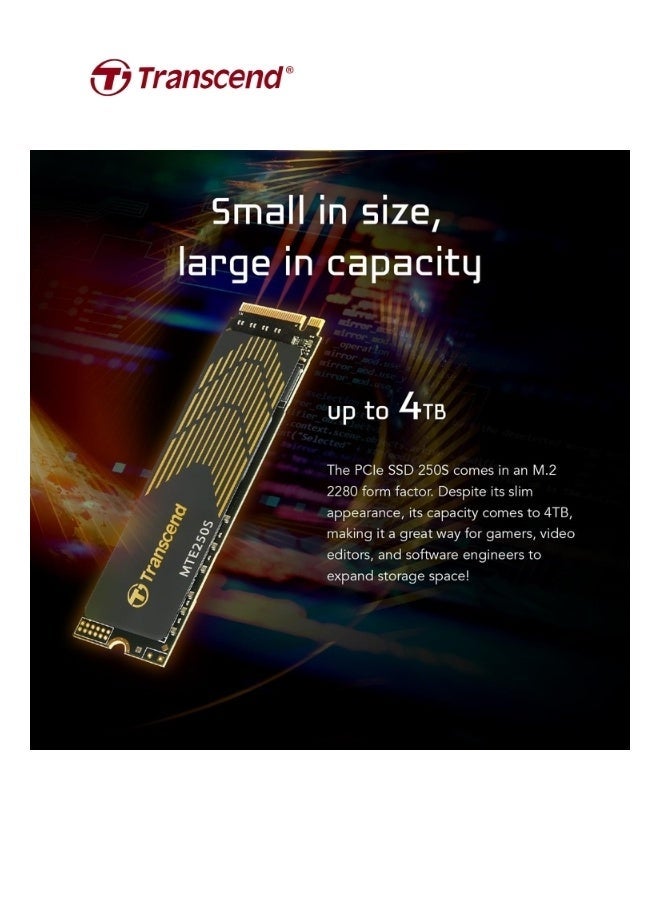 Transcend PCIe SSD 250S M.2 2280 | 2TB Internal Gaming SSD Gen4 x4 | 7,100/6,500 MB/s|NVMe Solid State Drive for PS5 Xbox Laptop Desktop | TS2TMTE250S 2 TB - Image 5