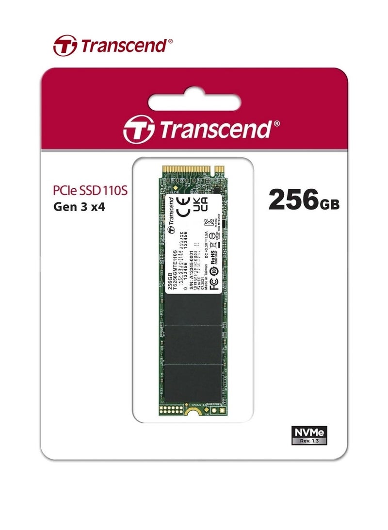 Transcend PCIe SSD 110S M.2 2280 | 256GB Internal SSD Gen3 x4 | NVMe Solid State Drive for PS5 Xbox Laptop Desktop | TS256GMTE110S 256 GB - Image 2