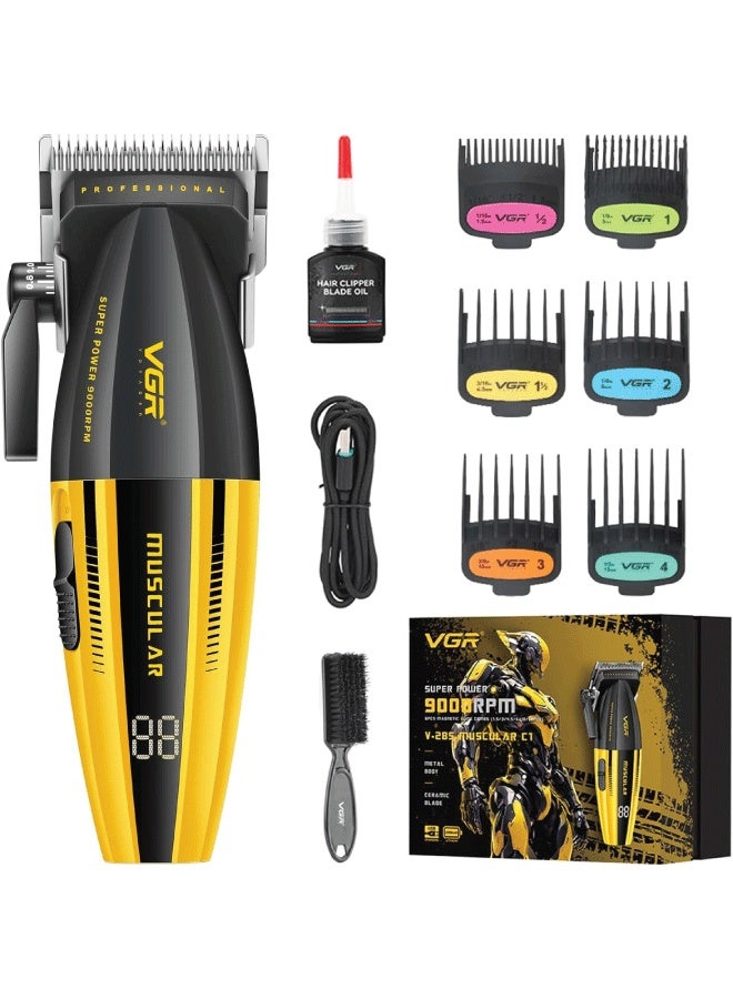 في جي آر 285 ماكينة حلاقة شعر احترافية للرجال بتقنية الفيد الطازج، 9000 دورة في الدقيقة، ماكينة حلاقة شعر لاسلكية مدمجة، ماكينة حلاقة خفيفة الوزن ومتعددة الاستخدامات مع شاشة LED - Image 2