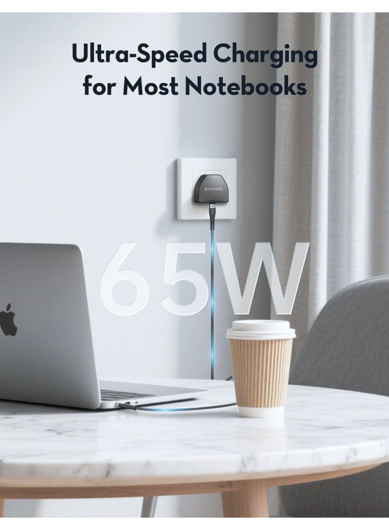65W Wall Charger with Type-C Port - Black - view 3