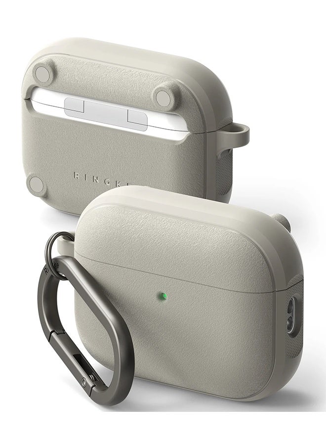 رينجك Onyx Magnetic for Airpods Pro 3 Case with Carabiner [Compatible with MagSafe] Non-Slip Anti-Fingerprint Textured, Shockproof Protective Cover - Black WARM GRAY - Image 1