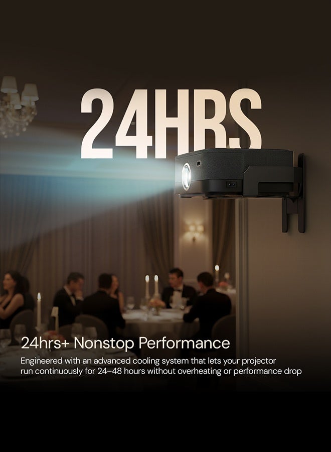 Wownect H24 Max Smart Projector, 700 ANSI Lumens 1080P Full HD, 4K Support, Auto Focus & Keystone, 24H Nonstop Use, Android Projector with WiFi 6 Bluetooth 5.1, Dustproof 300" Display PROJ-WO-114-AN Black - Image 5