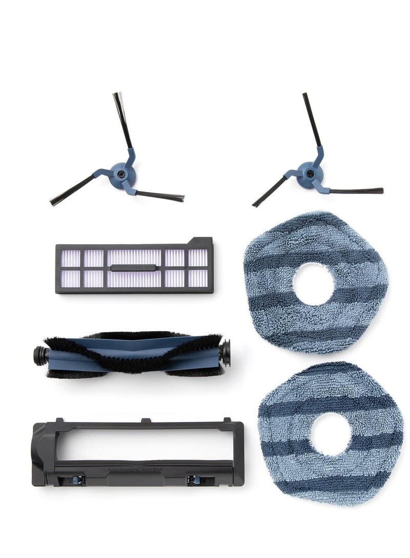 Replacement Parts Kit for X10 Pro Omni Robot Vacuum, Roller Brush with Bristles and Rubber, Brush Guard, 2 Side Brushes, Washable Filter, and 2 Mop Cloths T29G00R1 multicolour