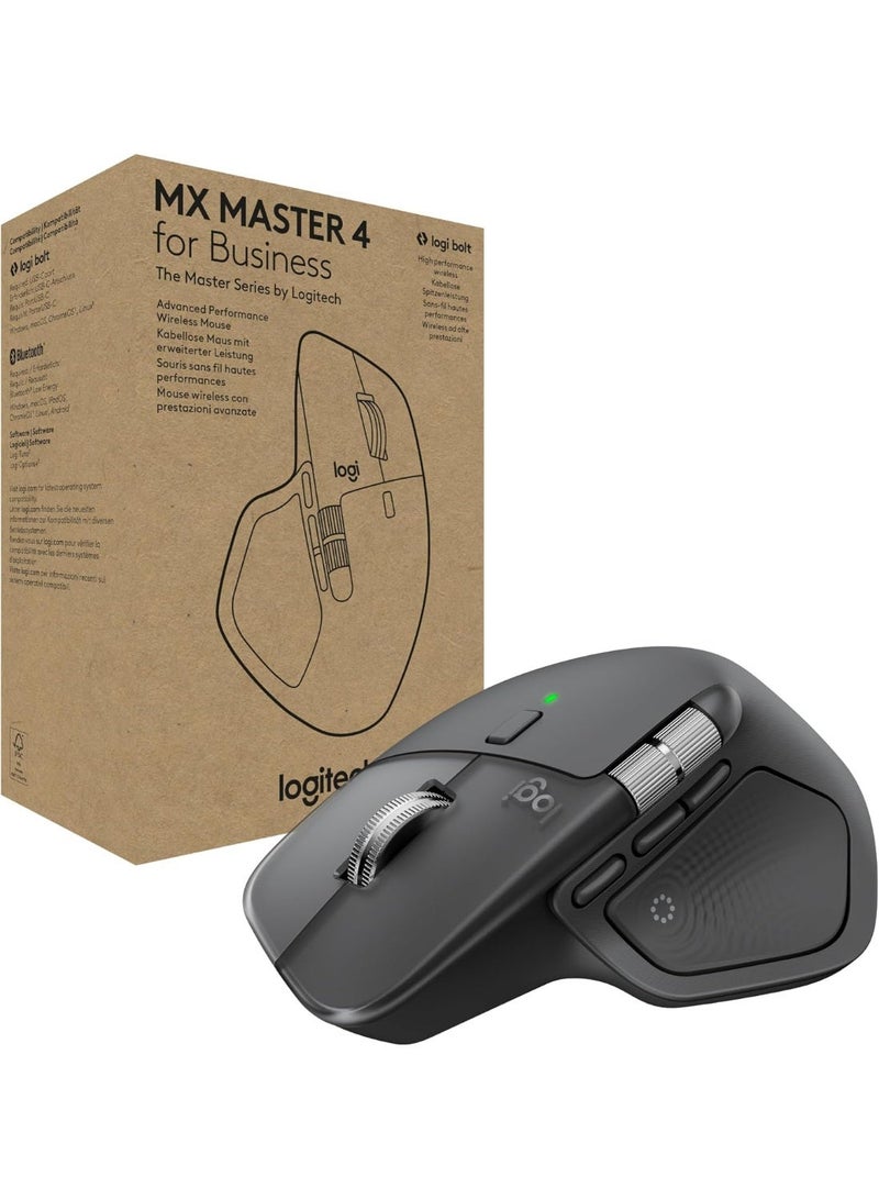 Logitech MX Master 4 for Business, Wireless Mouse with Quiet Clicks, 8K DPI, MagSpeed Scrolling, Logi Bolt Receiver, Bluetooth, Actions Ring, Haptics, USB-C Charging graphite - Image 1