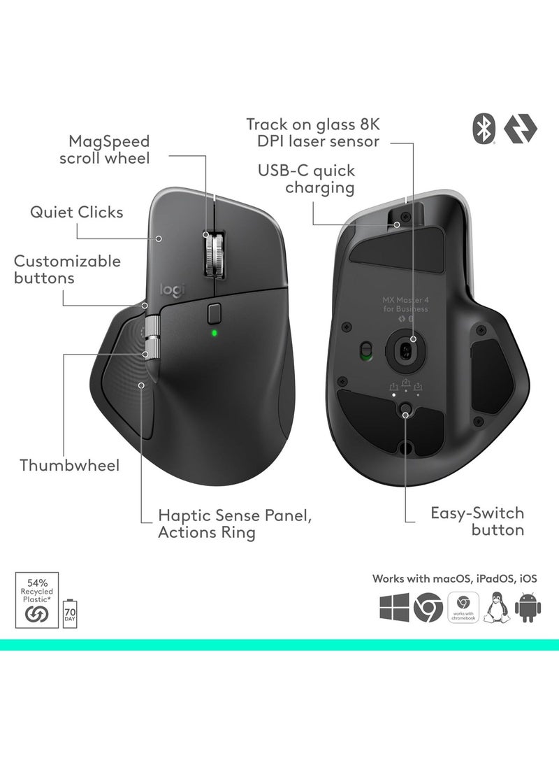 Logitech MX Master 4 for Business, Wireless Mouse with Quiet Clicks, 8K DPI, MagSpeed Scrolling, Logi Bolt Receiver, Bluetooth, Actions Ring, Haptics, USB-C Charging graphite - Image 3