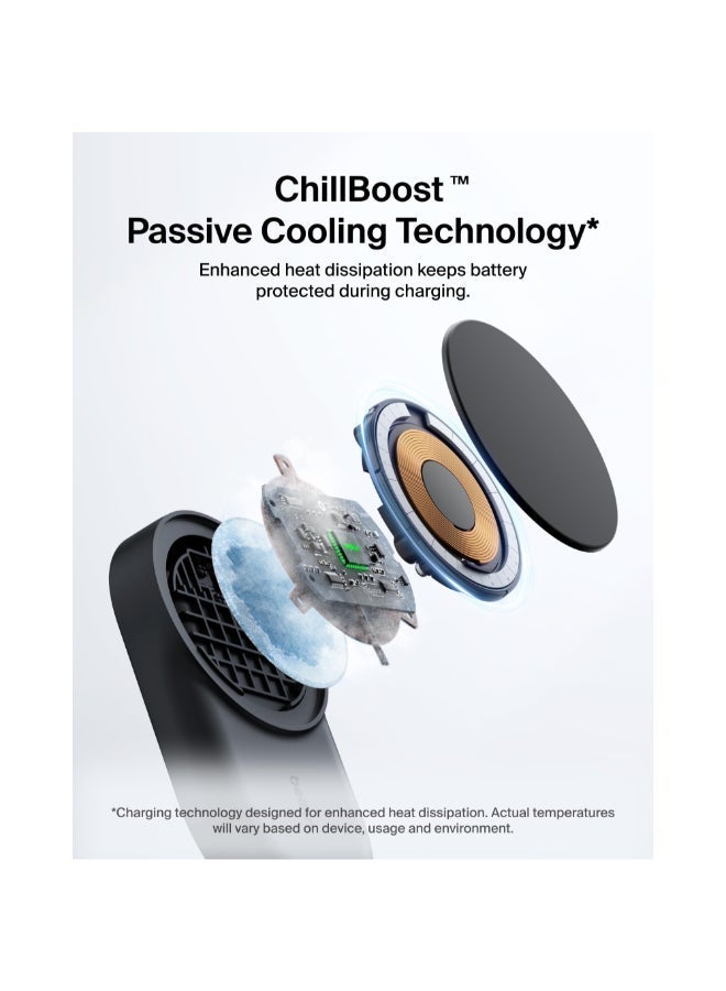 بيلكين دوك شحن لاسلكي قابل للطي UltraCharge Pro 3 في 1 مع MagSafe | شاحن سريع Qi2 بقوة 25 واط لهواتف iPhone 17/16/15/14/13، ساعة آبل و AirPods، مع مزود طاقة USB-C بقوة 45 واط وكابل - شكل دائري - Image 4