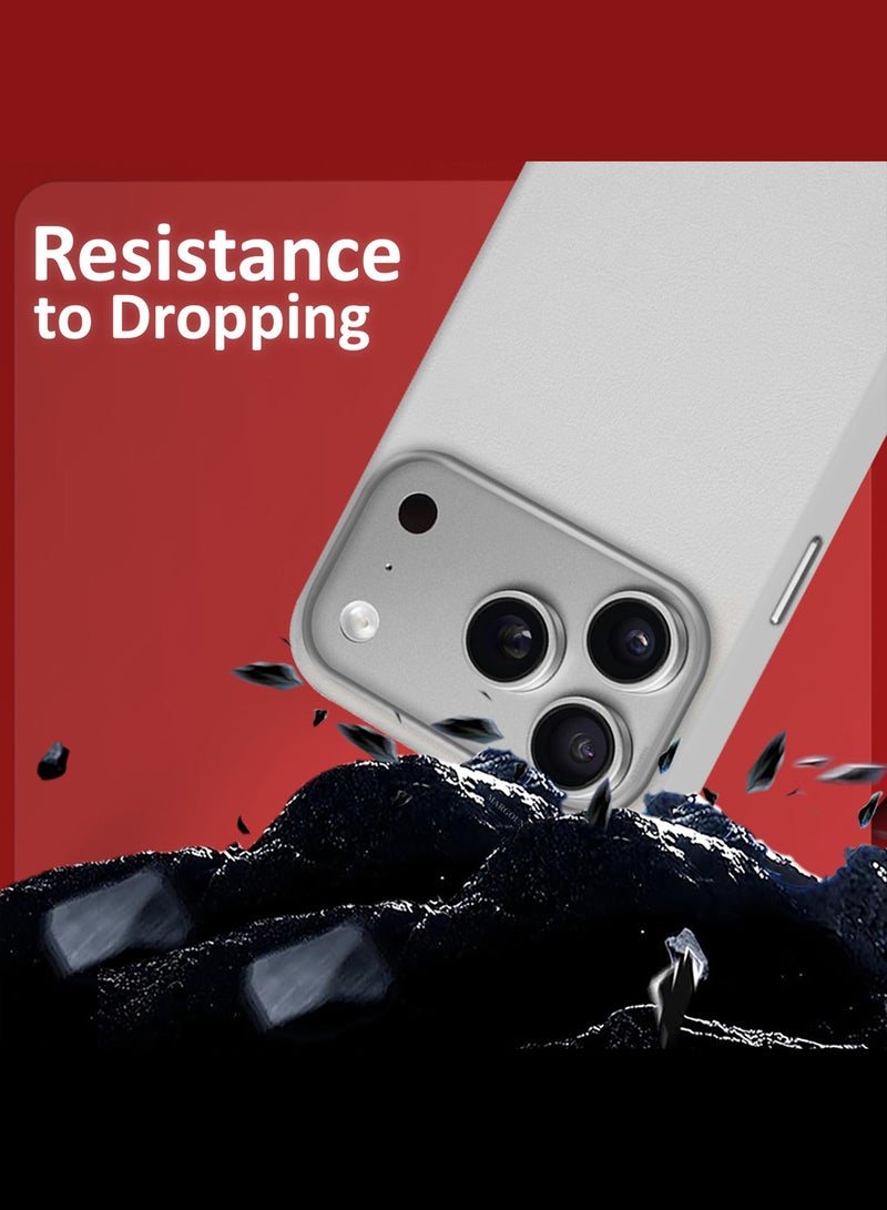 MARGOUN Leather Protective Case for iPhone 17 Pro - Shockproof - Matte - Anti-Slip - Waterproof - Sleek Design Natural Titanium - Image 3