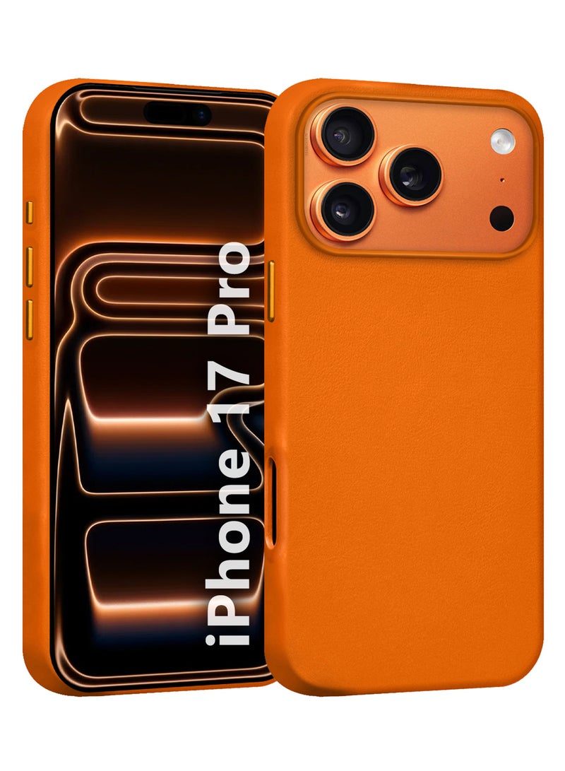 MARGOUN Leather Protective Case for iPhone 17 Pro - Shockproof - Matte - Anti-Slip - Waterproof - Sleek Design Cosmic Orange - Image 1