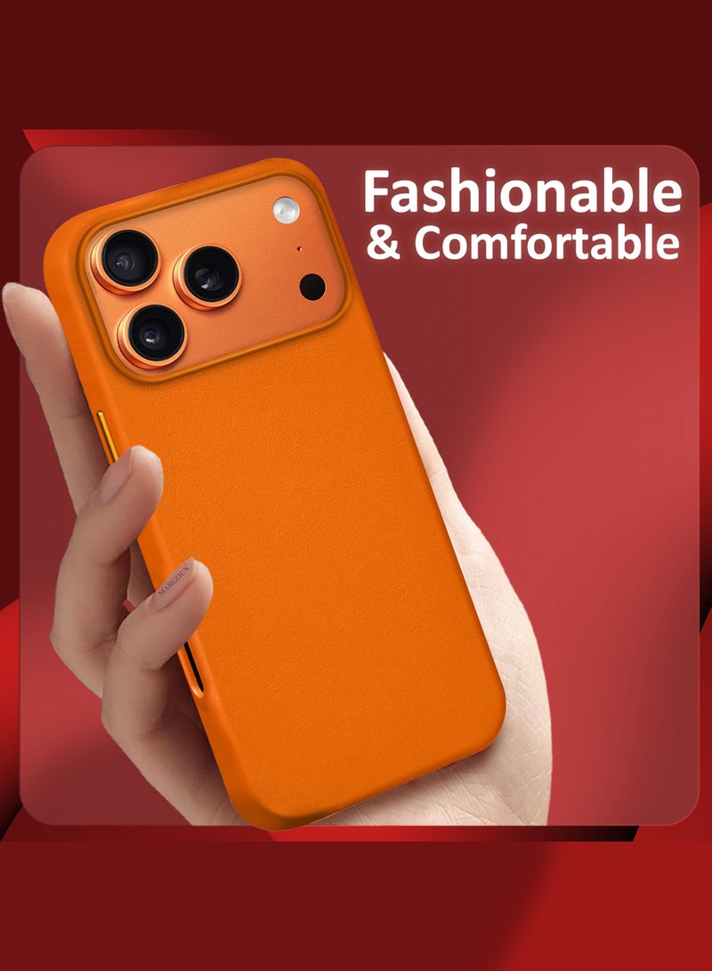MARGOUN Leather Protective Case for iPhone 17 Pro - Shockproof - Matte - Anti-Slip - Waterproof - Sleek Design Cosmic Orange - Image 2