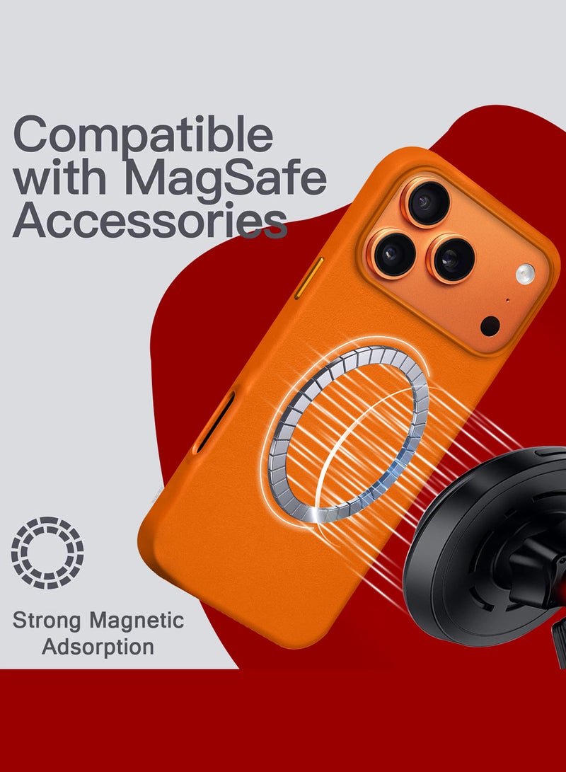 MARGOUN Leather Protective Case for iPhone 17 Pro - Shockproof - Matte - Anti-Slip - Waterproof - Sleek Design Cosmic Orange - Image 4
