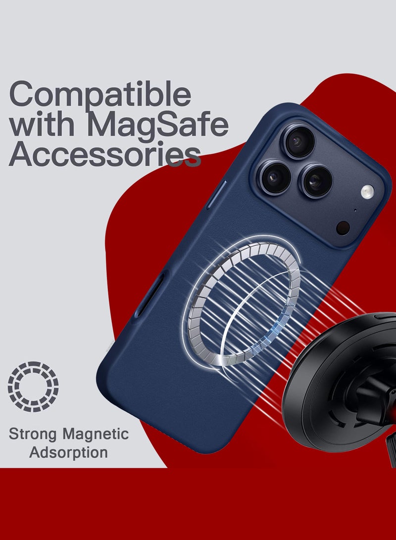 MARGOUN Leather Protective Case for iPhone 17 Pro - Shockproof - Matte - Anti-Slip - Waterproof - Sleek Design Deep Blue - Image 4