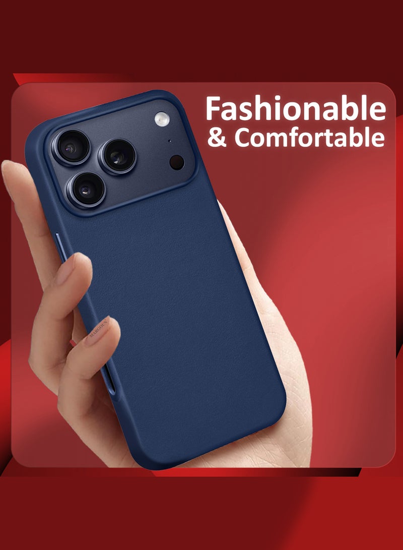 MARGOUN Leather Protective Case for iPhone 17 Pro - Shockproof - Matte - Anti-Slip - Waterproof - Sleek Design Deep Blue - Image 2