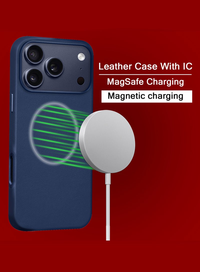 MARGOUN Leather Protective Case for iPhone 17 Pro - Shockproof - Matte - Anti-Slip - Waterproof - Sleek Design Deep Blue - Image 5