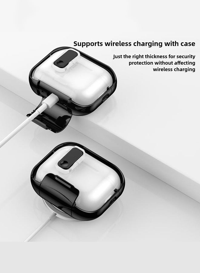 MARGOUN Clear Case for AirPods Pro 3 with Secure Lock and Keychain Attachment Clear Black - Image 4