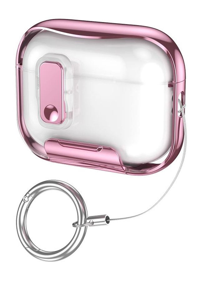 MARGOUN Clear Case for AirPods Pro 3 with Secure Lock and Keychain Attachment Clear Pink - Image 1