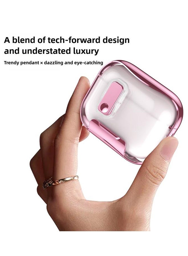 MARGOUN Clear Case for AirPods Pro 3 with Secure Lock and Keychain Attachment Clear Pink - Image 2