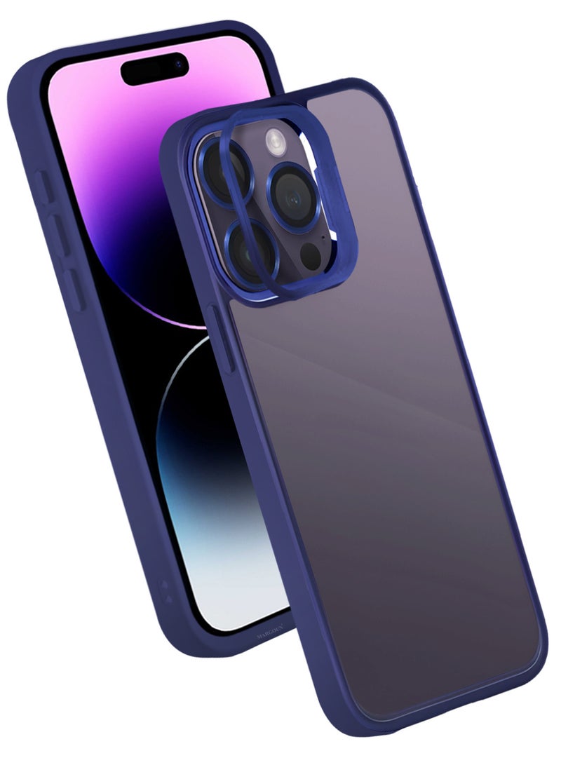 MARGOUN Clear Protective Case with Camera Lens Guard and Flip Stand for iPhone 14 Pro – Anti-Scratch Shockproof Cover - blue - Image 2