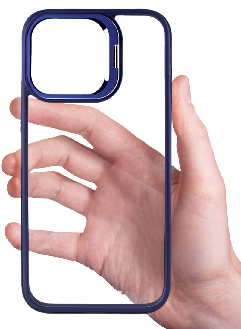 MARGOUN Clear Protective Case with Camera Lens Guard and Flip Stand for iPhone 14 Pro – Anti-Scratch Shockproof Cover - blue - Image 5