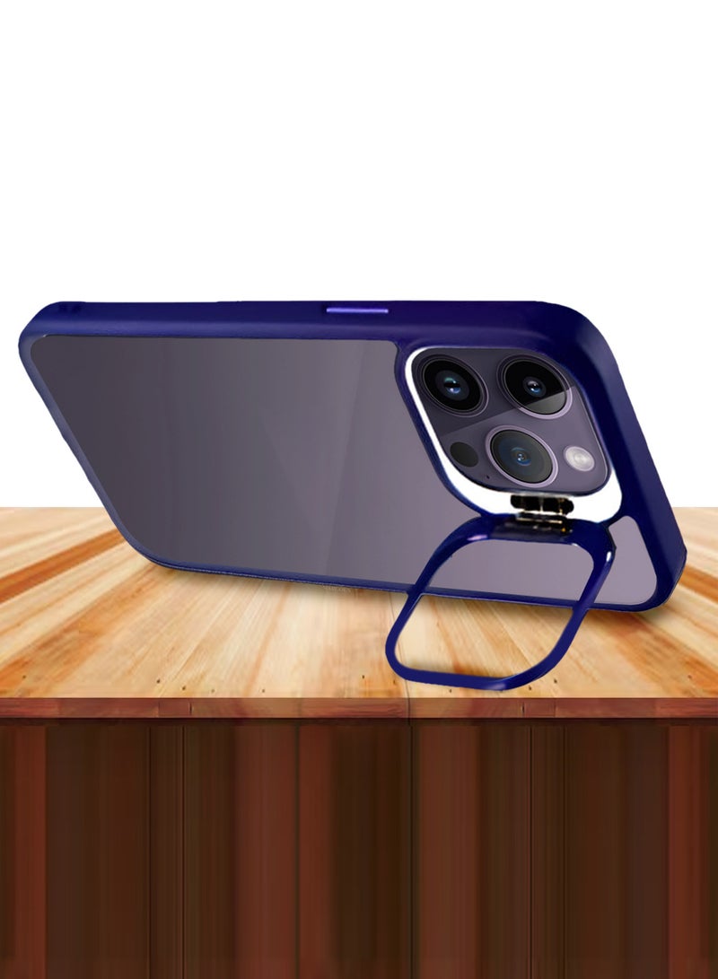 MARGOUN Clear Protective Case with Camera Lens Guard and Flip Stand for iPhone 14 Pro – Anti-Scratch Shockproof Cover - blue - Image 4