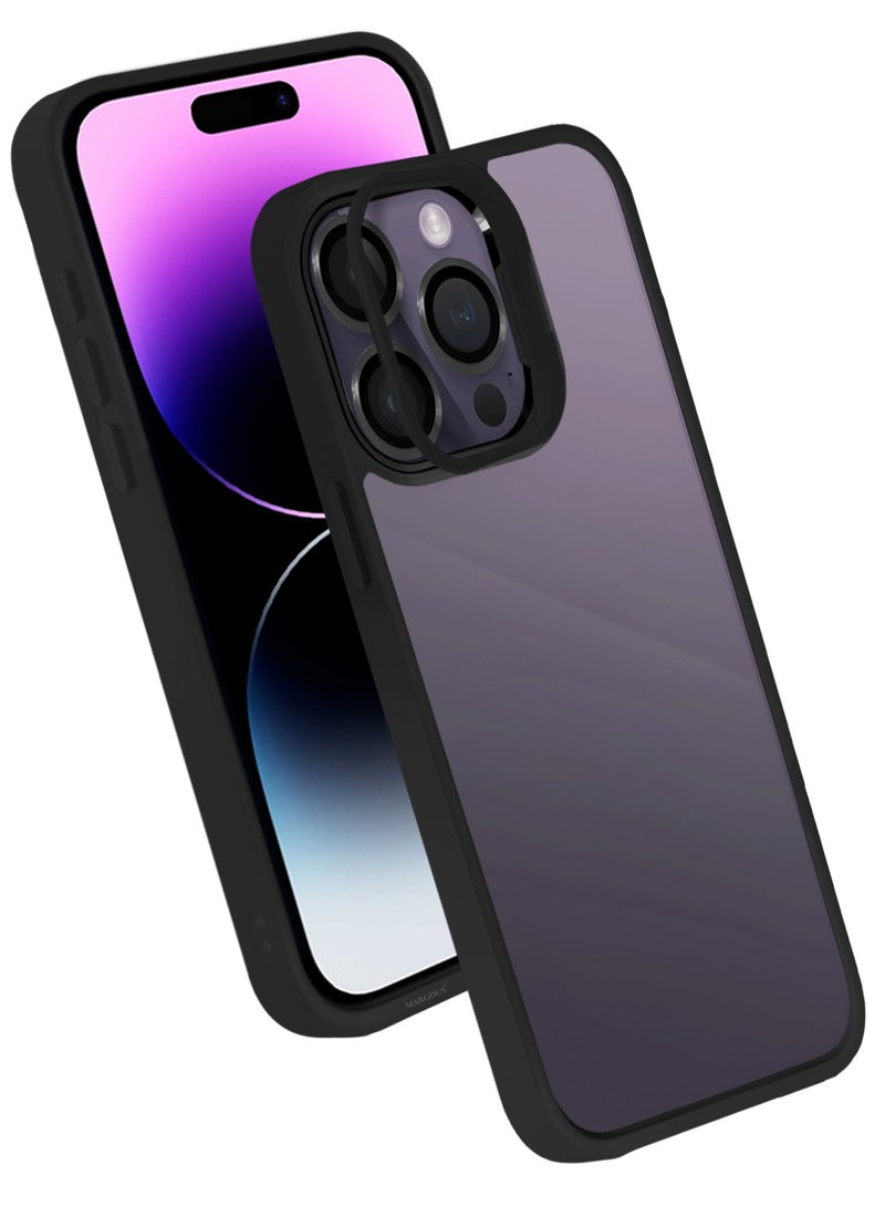MARGOUN Clear Protective Case with Camera Lens Guard and Flip Stand for iPhone 14 Pro – Anti-Scratch Shockproof Cover - black - Image 2