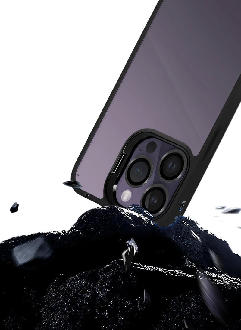 MARGOUN Clear Protective Case with Camera Lens Guard and Flip Stand for iPhone 14 Pro – Anti-Scratch Shockproof Cover - black - Image 3