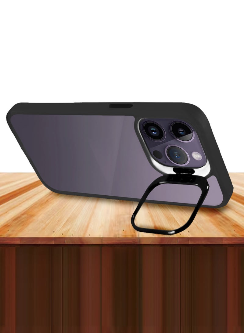 MARGOUN Clear Protective Case with Camera Lens Guard and Flip Stand for iPhone 14 Pro – Anti-Scratch Shockproof Cover - black - Image 4