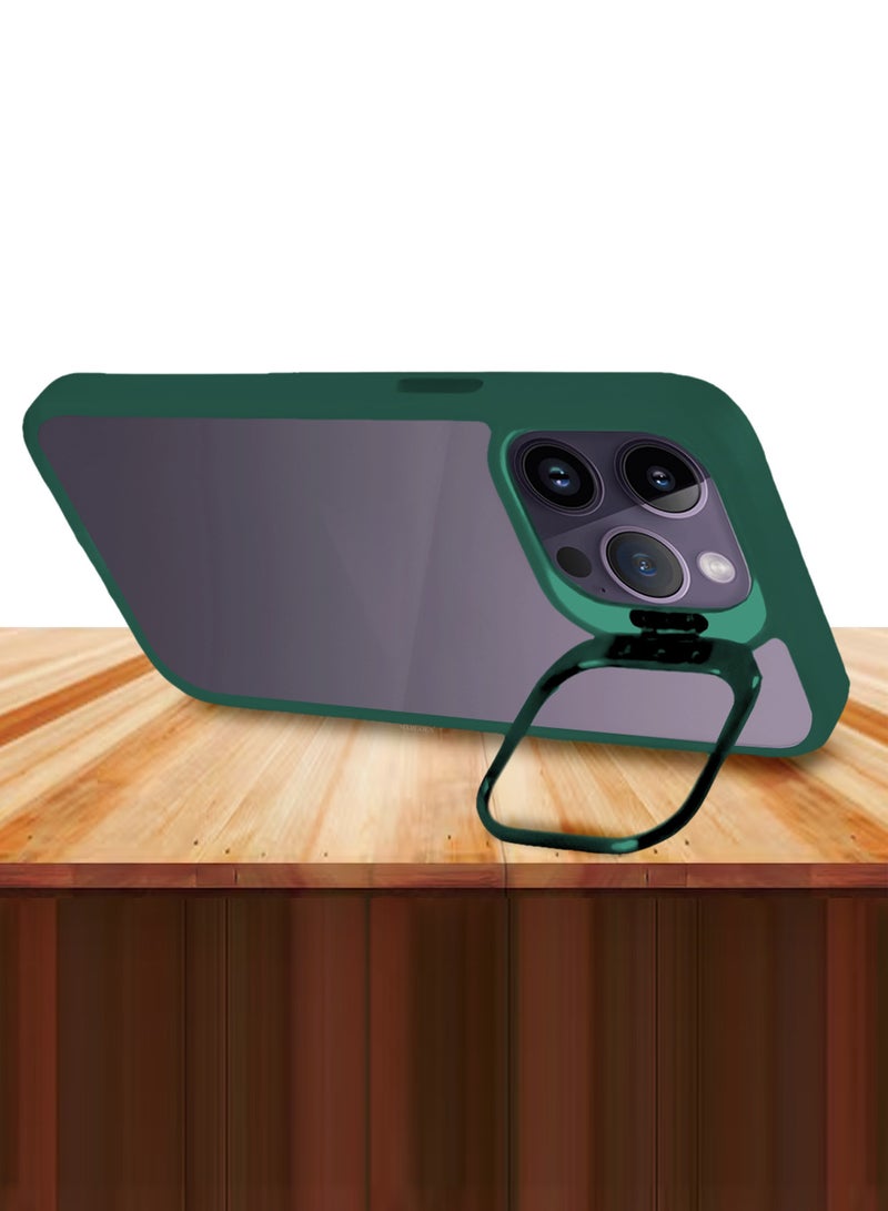 MARGOUN Clear Protective Case with Camera Lens Guard and Flip Stand for iPhone 14 Pro – Anti-Scratch Shockproof Cover - green - Image 4