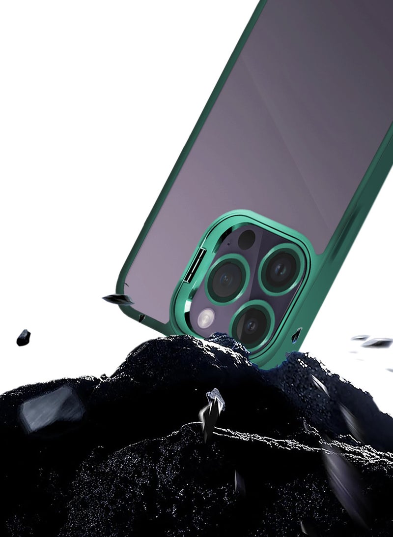 MARGOUN Clear Protective Case with Camera Lens Guard and Flip Stand for iPhone 14 Pro – Anti-Scratch Shockproof Cover - green - Image 3