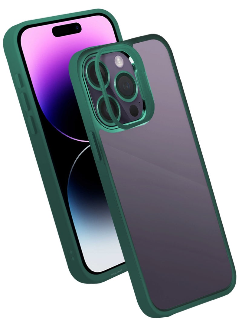 MARGOUN Clear Protective Case with Camera Lens Guard and Flip Stand for iPhone 14 Pro – Anti-Scratch Shockproof Cover - green - Image 2