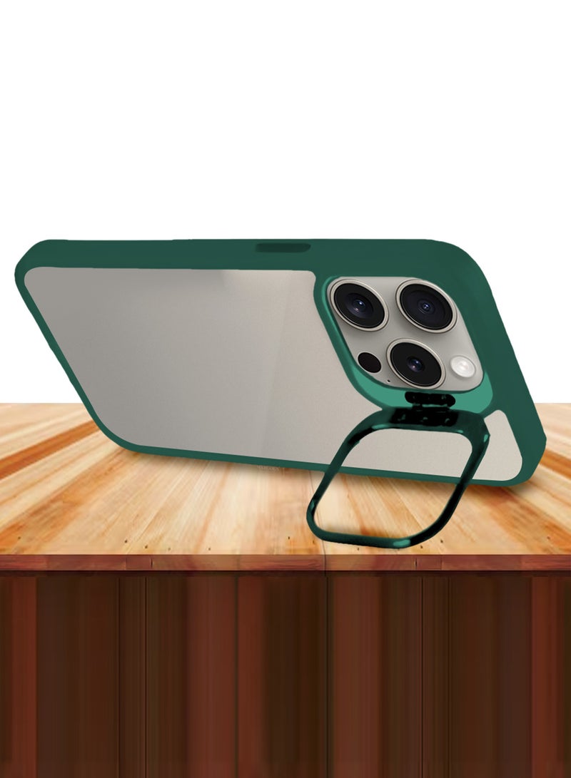 MARGOUN Clear Protective Case with Camera Lens Guard and Flip Stand for iPhone 15 Pro  – Anti-Scratch Shockproof Cover - green - Image 4