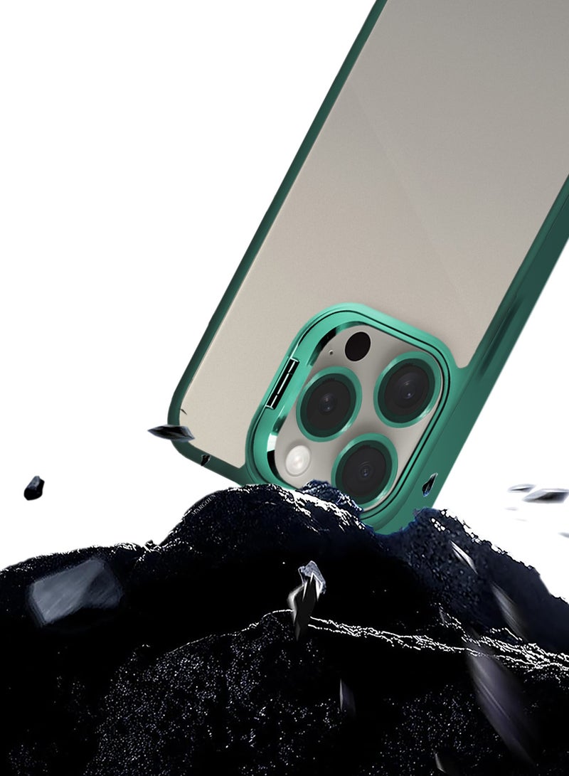 MARGOUN Clear Protective Case with Camera Lens Guard and Flip Stand for iPhone 15 Pro  – Anti-Scratch Shockproof Cover - green - Image 3