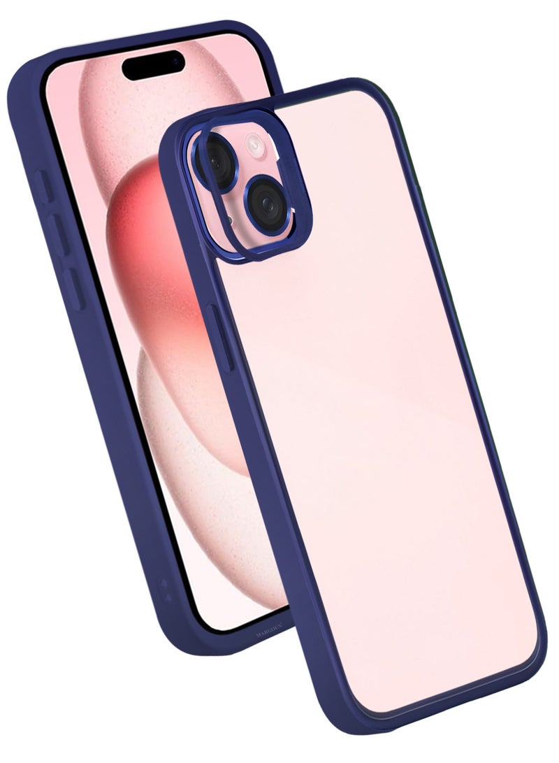 MARGOUN Clear Protective Case with Camera Lens Guard and Flip Stand for iPhone 15 Plus  – Anti-Scratch Shockproof Cover - blue - Image 2