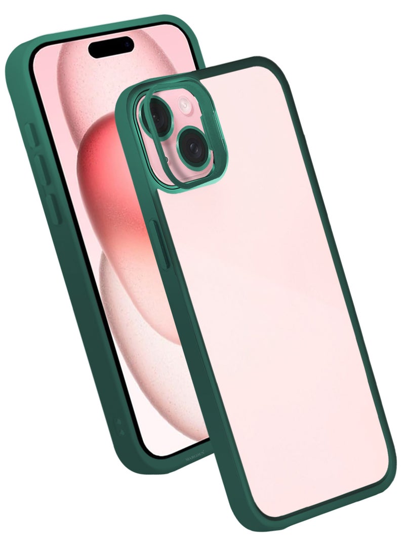 MARGOUN Clear Protective Case with Camera Lens Guard and Flip Stand for iPhone 15 Plus  – Anti-Scratch Shockproof Cover - green - Image 2