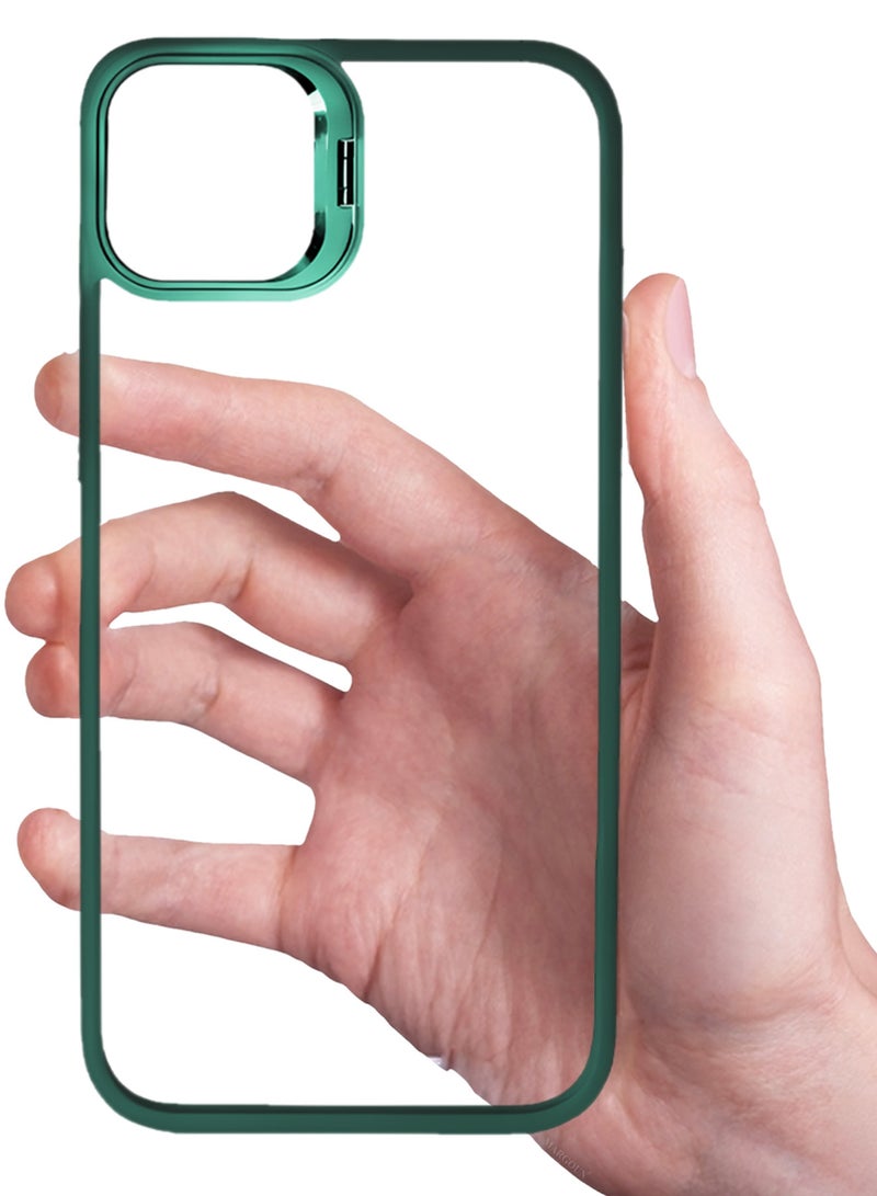MARGOUN Clear Protective Case with Camera Lens Guard and Flip Stand for iPhone 15 Plus  – Anti-Scratch Shockproof Cover - green - Image 5