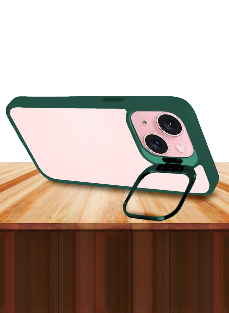 MARGOUN Clear Protective Case with Camera Lens Guard and Flip Stand for iPhone 15 Plus  – Anti-Scratch Shockproof Cover - green - Image 4