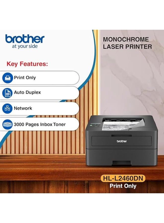 بروذر طابعة ليزر أحادية HL-L2460DN A4 – سرعة 34 صفحة في الدقيقة، طباعة مزدوجة، إيثرنت وUSB - Image 3
