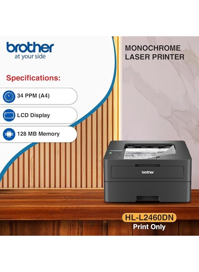بروذر طابعة ليزر أحادية HL-L2460DN A4 – سرعة 34 صفحة في الدقيقة، طباعة مزدوجة، إيثرنت وUSB - Image 4