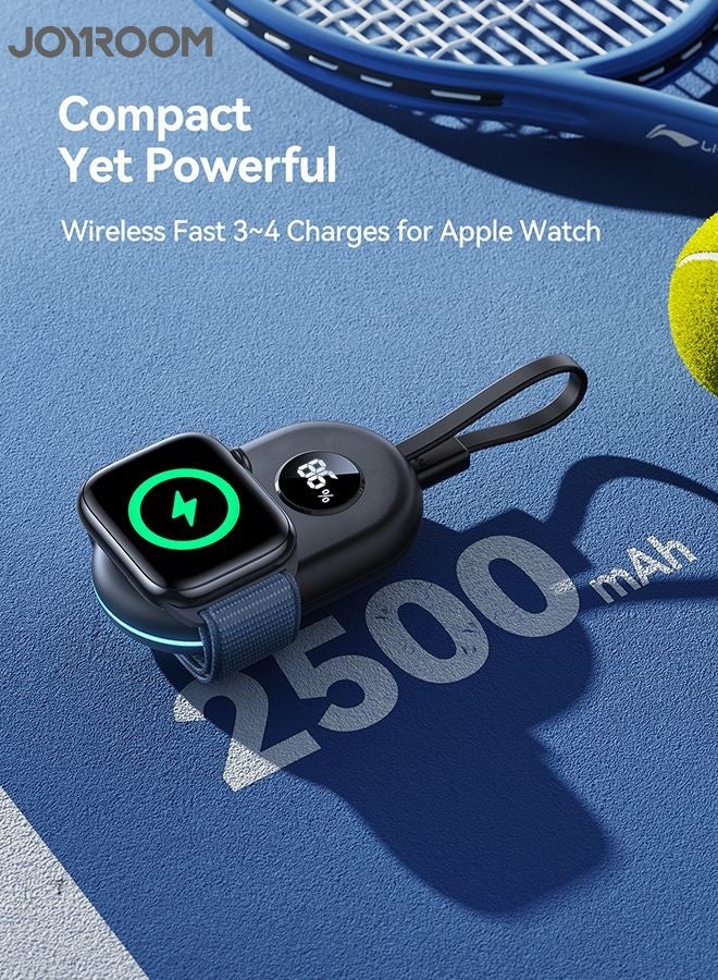 جوي روم شاحن ساعة آبل لاسلكي محمول بسعة 2500 مللي أمبير | تقنية الشحن التلقائي | 4-5 شحنات كاملة لساعة آبل | كابل Type-C مدمج | شاحن آي ووتش مغناطيسي سريع | شاشة رقمية | شحن آمن بدرجة حرارة منخفضة | بنك طاقة صغير للسفر - معتمد من CE - Image 1
