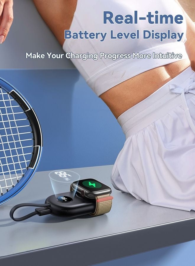 جوي روم شاحن ساعة آبل لاسلكي محمول بسعة 2500 مللي أمبير | تقنية الشحن التلقائي | 4-5 شحنات كاملة لساعة آبل | كابل Type-C مدمج | شاحن آي ووتش مغناطيسي سريع | شاشة رقمية | شحن آمن بدرجة حرارة منخفضة | بنك طاقة صغير للسفر - معتمد من CE - Image 3