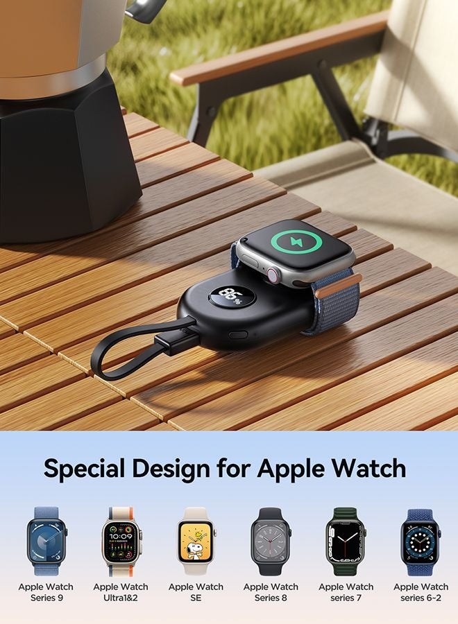 جوي روم شاحن ساعة آبل لاسلكي محمول بسعة 2500 مللي أمبير | تقنية الشحن التلقائي | 4-5 شحنات كاملة لساعة آبل | كابل Type-C مدمج | شاحن آي ووتش مغناطيسي سريع | شاشة رقمية | شحن آمن بدرجة حرارة منخفضة | بنك طاقة صغير للسفر - معتمد من CE - Image 5
