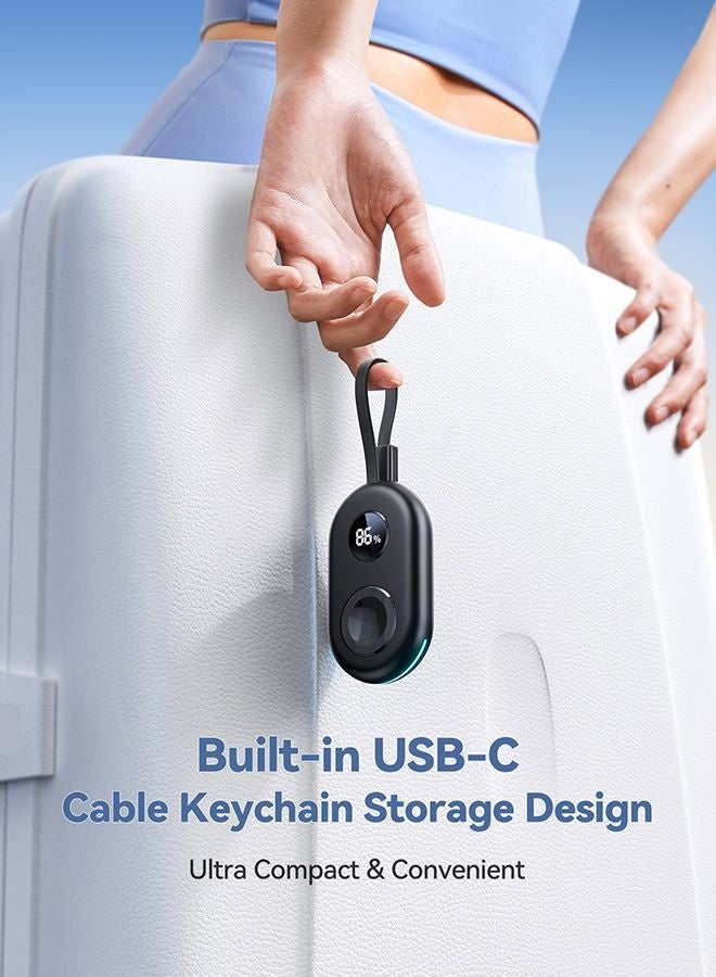 جوي روم شاحن ساعة آبل لاسلكي محمول بسعة 2500 مللي أمبير | تقنية الشحن التلقائي | 4-5 شحنات كاملة لساعة آبل | كابل Type-C مدمج | شاحن آي ووتش مغناطيسي سريع | شاشة رقمية | شحن آمن بدرجة حرارة منخفضة | بنك طاقة صغير للسفر - معتمد من CE - Image 4