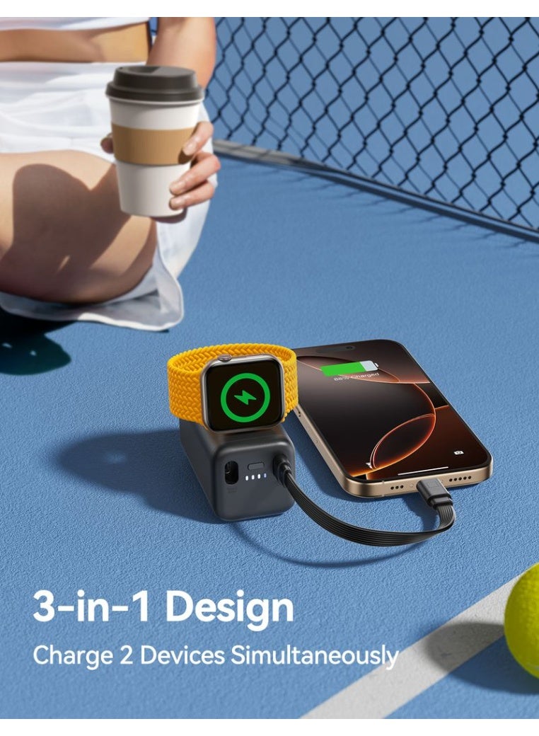 JOYROOM 5000mAh Portable Wireless Charger for Apple Watch & iPhones | Magnetic iWatch Power Bank with 80° Adjustable Dock | Fast Charging Power Bank with Cable | Compact Travel Charger | Works with All Apple Watch Models and ios/Android Smartphones - CE CERTIFIED Black - Image 3