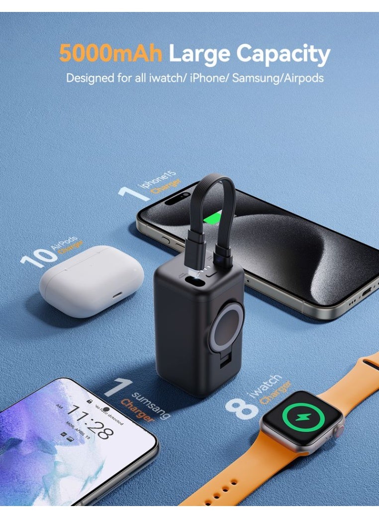 JOYROOM 5000mAh Portable Wireless Charger for Apple Watch & iPhones | Magnetic iWatch Power Bank with 80° Adjustable Dock | Fast Charging Power Bank with Cable | Compact Travel Charger | Works with All Apple Watch Models and ios/Android Smartphones - CE CERTIFIED Black - Image 5