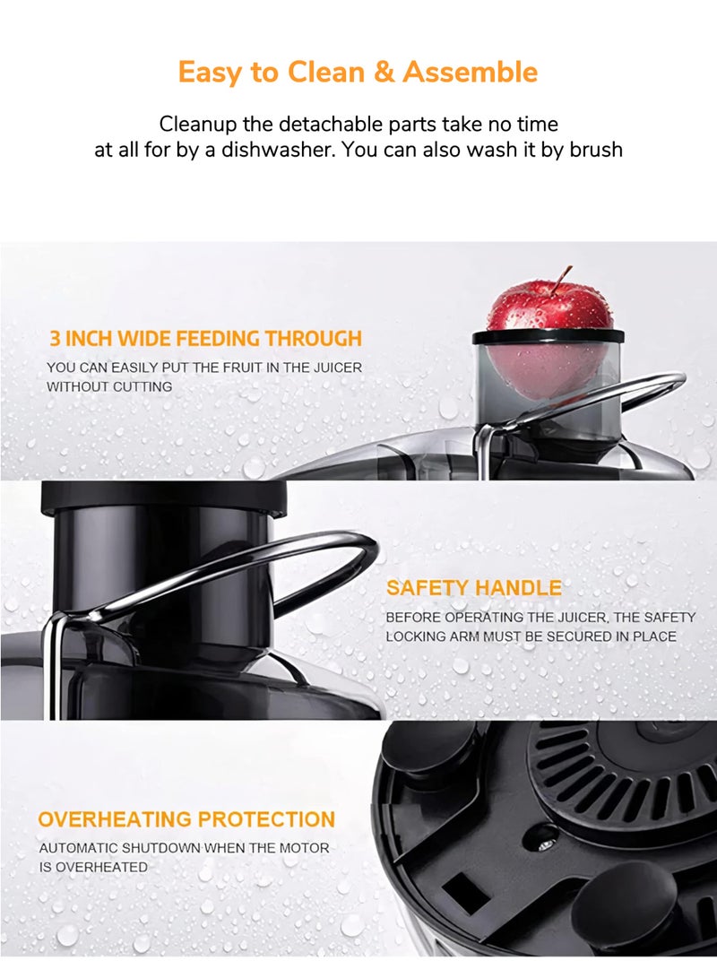 سوناشي عصارة كهربائية 1.6 لتر / مستخرج عصير الفواكه والخضروات | 800 واط | عصارة طرد مركزي | إعداد سرعة مزدوجة | حاوية لب كبيرة | هيكل من الفولاذ المقاوم للصدأ وشبكة مصفاة | حماية من ارتفاع درجة حرارة المحرك | سهل الاستخدام / التنظيف | SPJ-501 أسود / فضي - Image 5