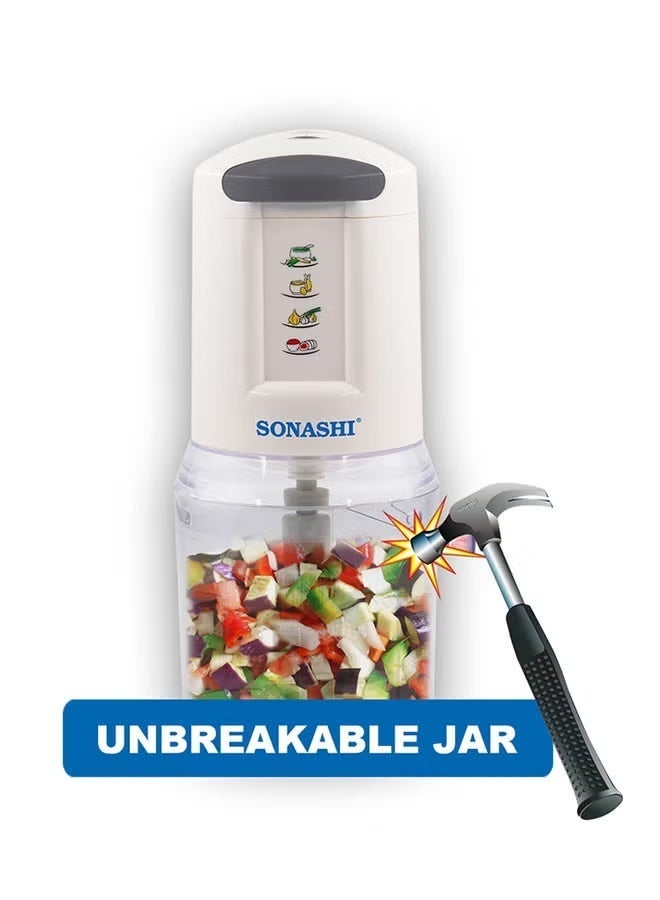 سوناشي 500 مل مفرمة لحم متعددة الوظائف / قاطع طعام وعاء غير قابل للكسر | 300 واط | شفرات مزدوجة من الفولاذ المقاوم للصدأ | إعدادين للسرعة | حماية من السخونة الزائدة ونظام قفل الأمان | تقطيع، تكسير وفرم | SMC-22 أبيض - Image 3