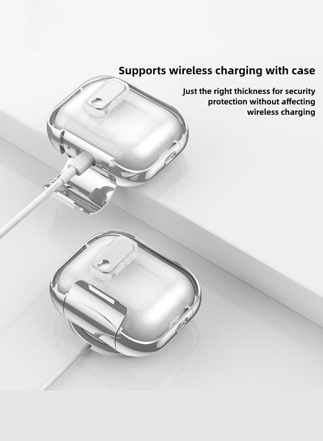 MARGOUN Clear Case for AirPods Pro 3 with Secure Lock and Keychain Attachment Clear Silver - Image 4