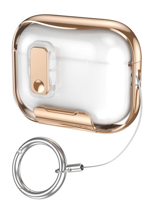 MARGOUN Clear Case for AirPods Pro 3 with Secure Lock and Keychain Attachment Clear Gold - Image 1