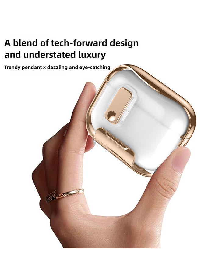 MARGOUN Clear Case for AirPods Pro 3 with Secure Lock and Keychain Attachment Clear Gold - Image 2