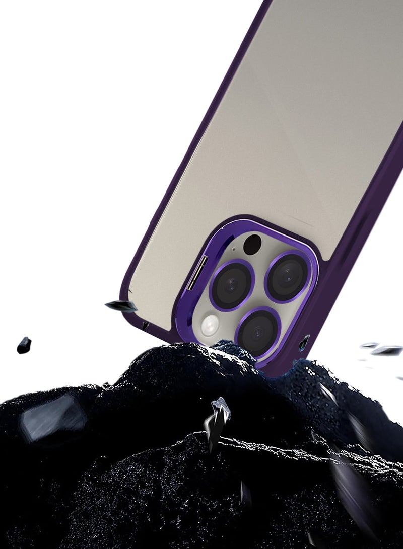MARGOUN Clear Protective Case with Camera Lens Guard and Flip Stand for iPhone 15 Pro  – Anti-Scratch Shockproof Cover - purple - Image 3